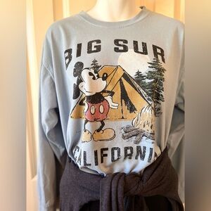 Disney mid cut Mickey Mouse Camping Long Sleeve Tee, size XL